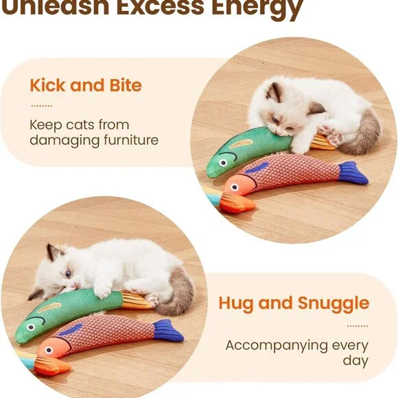 Cat Toys Saury Fish, 3 Pack, Catnip Crinkle Sound, Soft and Durable, Interactive - Picture 5 of 6